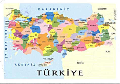 Postcard Through The World 150 Turcja Mapa Panstwa