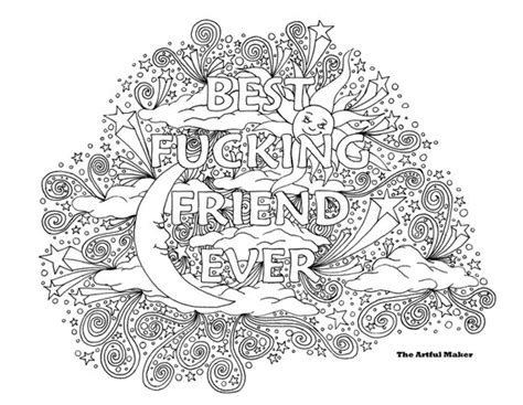 BFF Best Fucking Friend Ever Adult Coloring Page by The