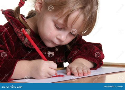 Child Drawing Stock Image Image Of Learn Bint Ponytail 4039403