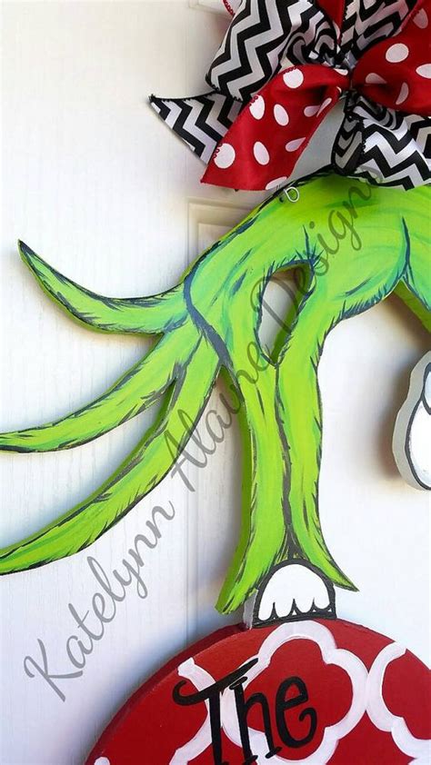 Christmas ornament image result for grinch hand holding clipart. Grinch Hand Holding Ornament Christmas Door Hanger | Hands ...