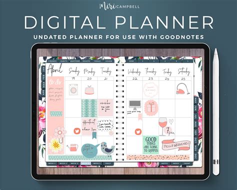 Ipad Planner Undated Digital Planner Digital Trackers Etsy
