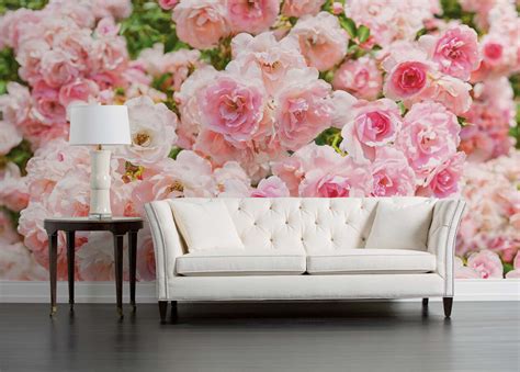 Rosa Pink Blooming Roses Wall Mural Ethan Allen