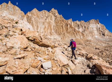 Hiker On The Mount Whitney Trail John Muir Wilderness California Usa