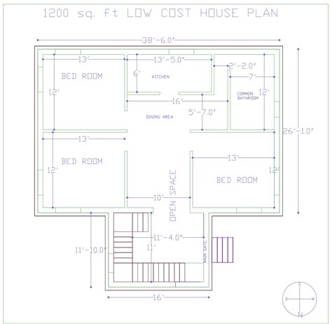 1200 Sqft T House Plan And Rate Or Cost Of Construction