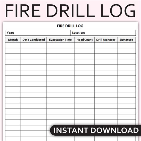 Printable Fire Drill Log Emergency Preparedness Tracker Fi Inspire