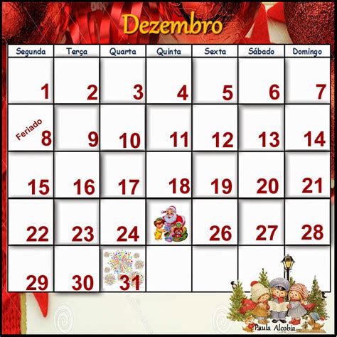 Calendario Do Mes De Dezembro
