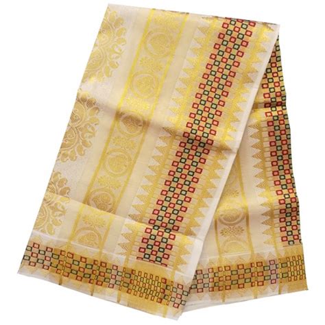 Buy Traditional Checked Border Kerala Kasavu Saree