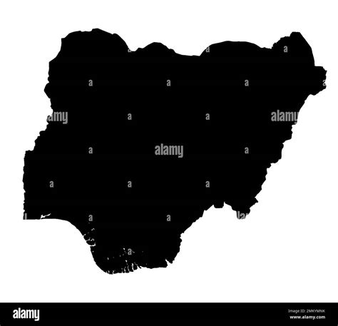 Nigeria Outline Silhouette Map Of Africa Over A White Background Stock