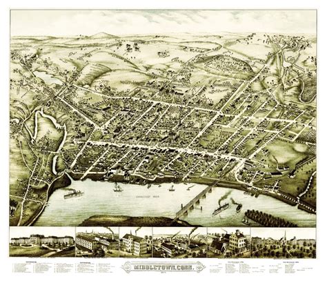 Birds Eye View Of Middletown Connecticut In 1877 Knowol