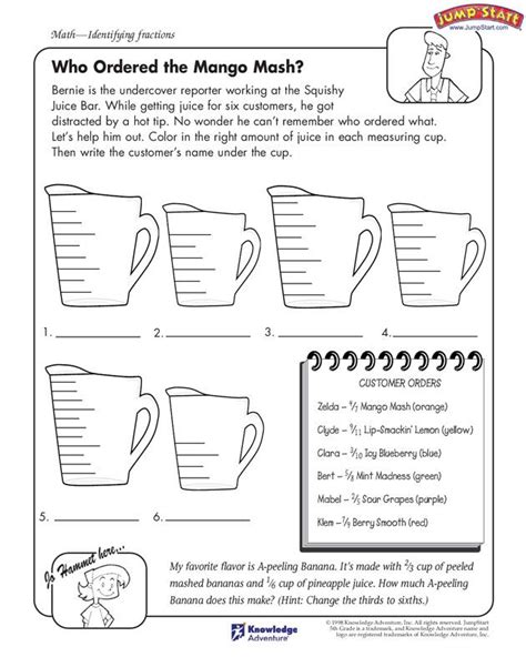 The math curriculum for 5th graders includes teaching them about the different kinds of graphs. "Who Ordered the Mango Mash" - 5th Grade Math Worksheet on ...
