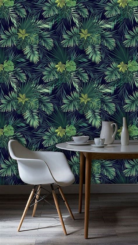 Tropical Palm Wallpaper Dark Leaf Wall Mural Removable
