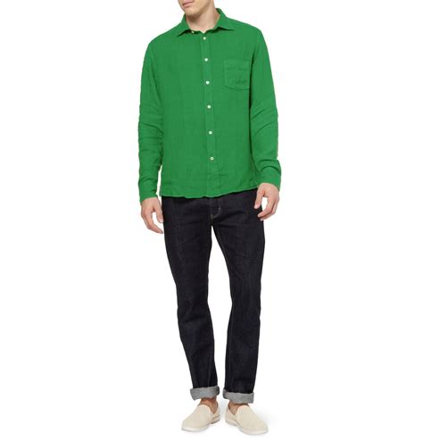 Hartford Classic Linen Shirt In Green For Men Lyst