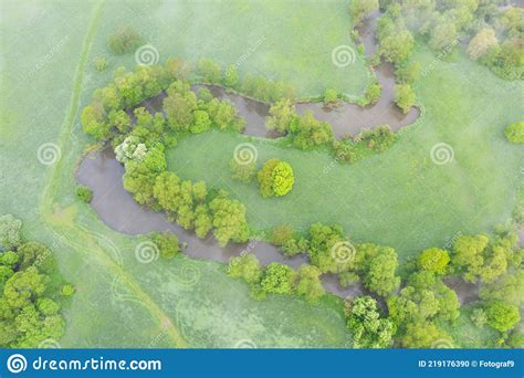 Aerial View Of River Meander In The Lush Green Vegetation Of The Delta
