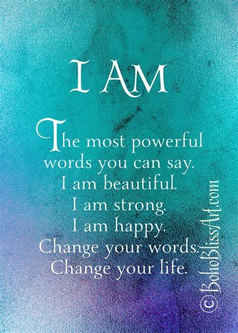 I Am The Most Powerful Words You Can Say Empowering Quote Art Print