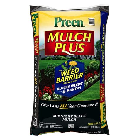 Preen Mulch Plus 2 Cu Ft Black Mulch Plus Weed Control In The Bagged