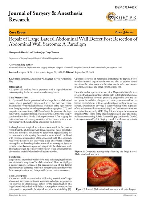 Pdf Repair Of Large Lateral Abdominal Wall Defect Post Resection Of