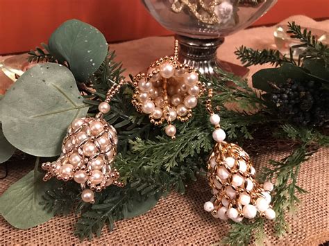Vintage Bell Shaped Beaded Ornaments Handmade Christmas Ornament