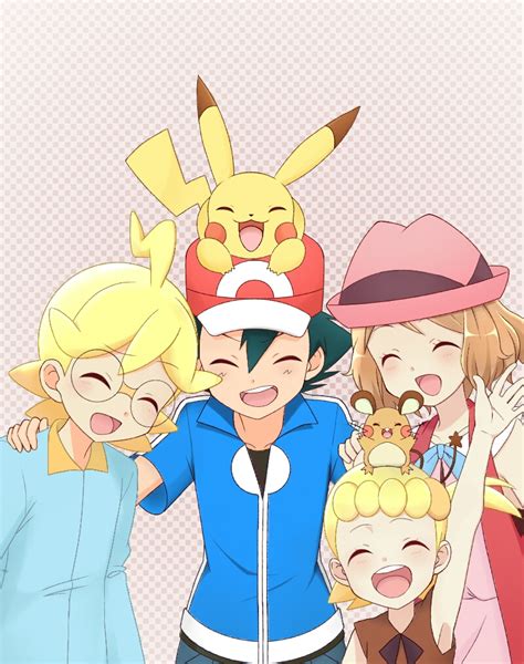 Pikachu Ash Ketchum Serena Dedenne Bonnie And 1 More Pokemon And 2 More Drawn By Kouzuki