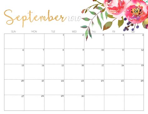 Cute September Calendar Customize And Print