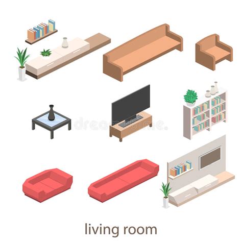 Isometric Interior Of A Modern Living Room Stock Illustration
