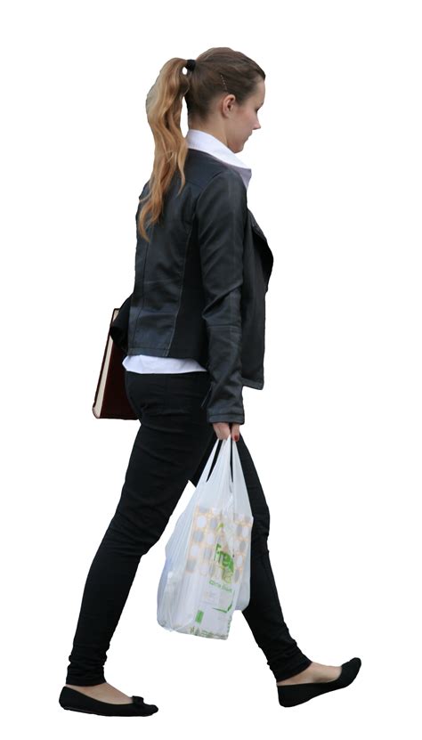 Girl with shopping bag | Free Cut Out people, trees and leaves