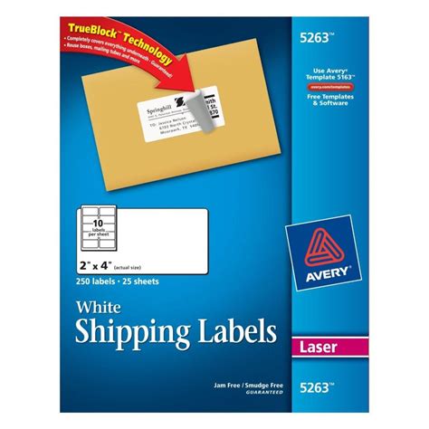 Avery White Shipping Labels 2″ X 4″ 5263 Office Systems Aruba