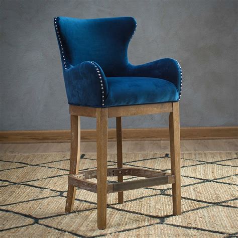 Specializes in creating high quality seating products made specifically for you. Traditional Wingback Navy Blue Fabric Upholstered Counter ...