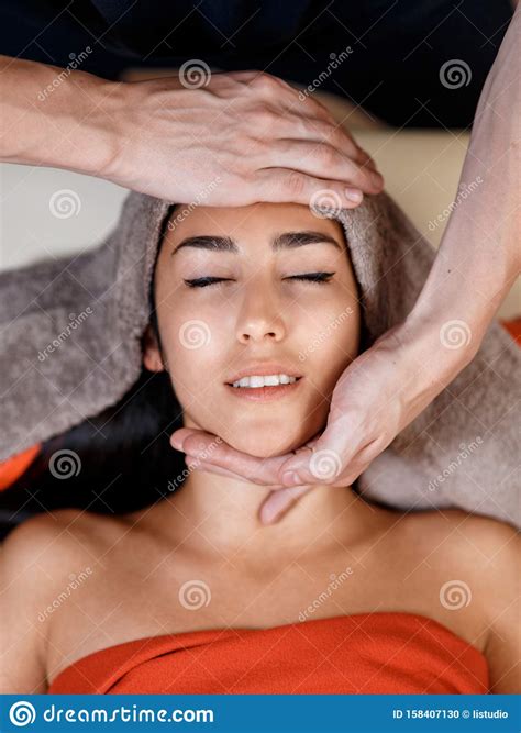 Face Massage Close Up Of Young Woman Getting Spa Massage Treatment At Beauty Spa Salonspa Skin