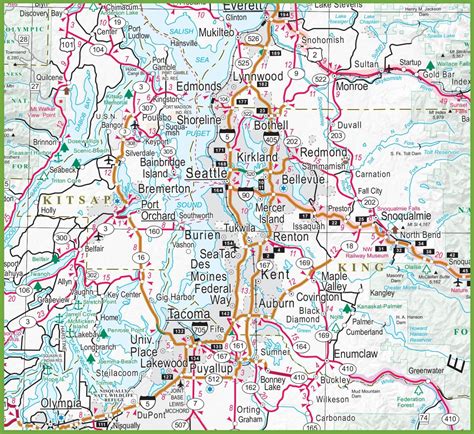 Seattle Washington Road And Highway Map Printable