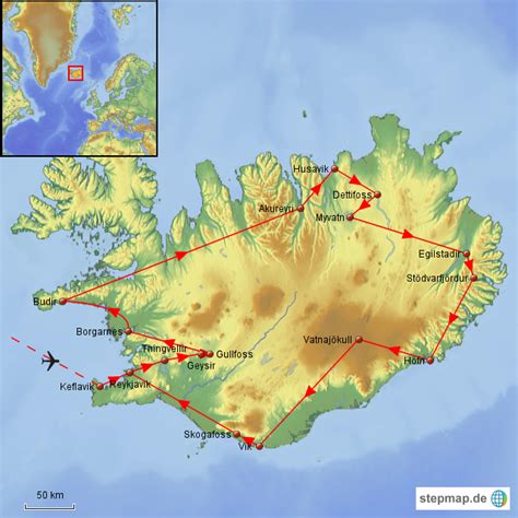 Stepmap Island Rundreise 12 Tage Landkarte Für Island