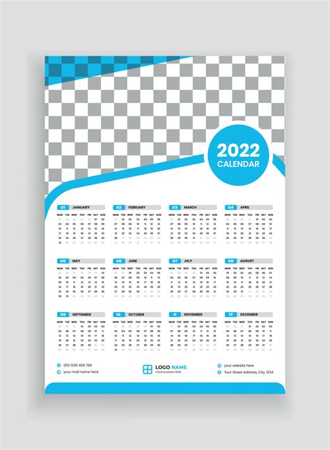 One Page Wall Calendar Design 2022 Wall Calendar Design 2022 New Year
