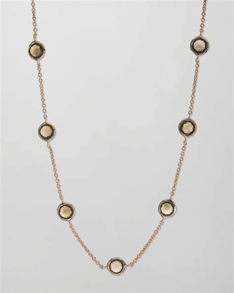 Lyst Ippolita Rose Gold Smoky Quartz Station Necklace 18l In Metallic