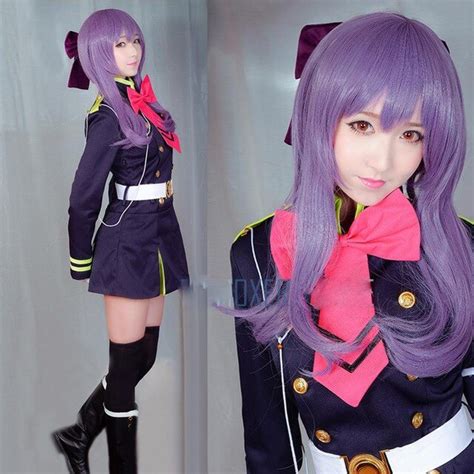 Biamoxer Owari No Seraph The End Shinoa Hiragi Cosplay Wigs Purple Hair