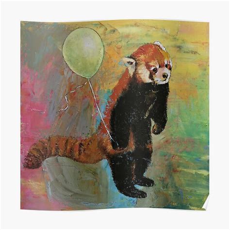 Red Panda Balloon Poster By Michaelcreese Redbubble