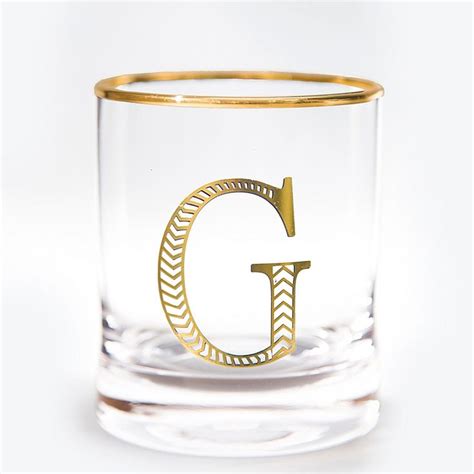 Qualia Monogrammed Letter Double Old Fashioned Glasses In Gold Set Of