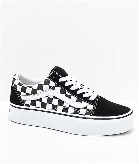 Vans Old Skool Black And White Checkered Platform Skate Shoes Zumiez