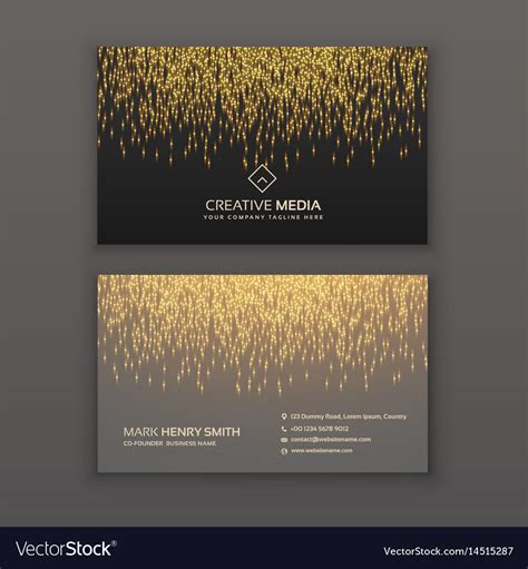 Creative Business Card Design With Golden Glitter Vector Image