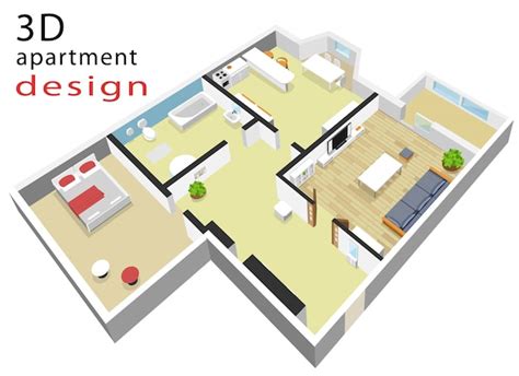 Premium Vector 3d Isometric Floor Plan For Apartment Vecto