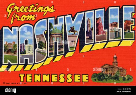 Greetings From Nashville Tennessee Postcard 1956 Artist Unknown
