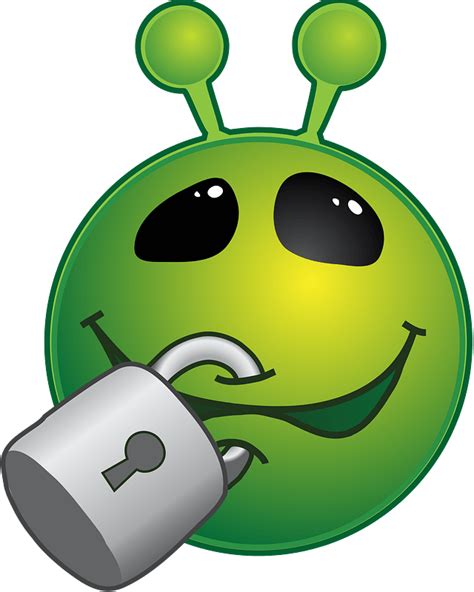 Smiley Green Alien Lipsealed Clipart Free Download Transparent Png