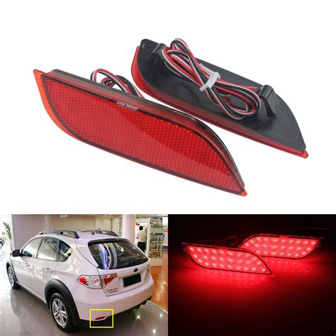 Angrong 2x Red Led Rear Bumper Reflector Brake Tail Reverse Light For