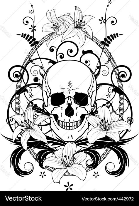 Skull And Lilies Royalty Free Vector Image Vectorstock