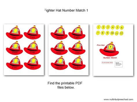 Fire Fighter Hat To Number Matching File Folder Game File Folder