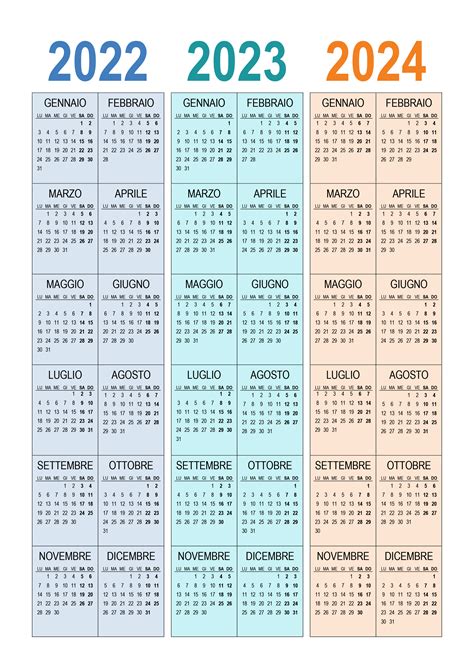 Calendario 2021 2022 2023 Conjunto Colorido Semana Comeca Domingo Images