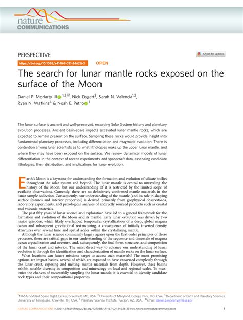 Pdf The Search For Lunar Mantle Rocks Exposed On The Surface Of The Moon