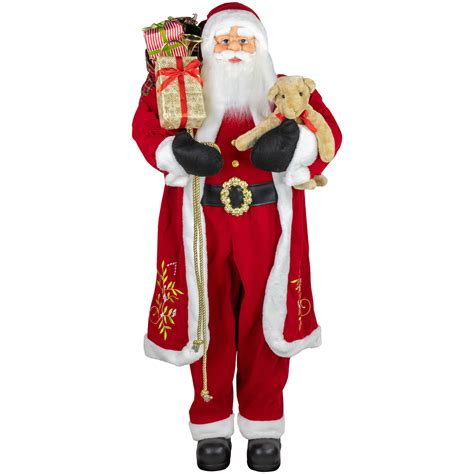 5 Life Size Standing Santa Claus Christmas Figure With Teddy Bear