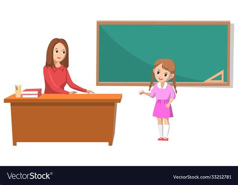 School Teacher And Pupil Answering Question Vector Image