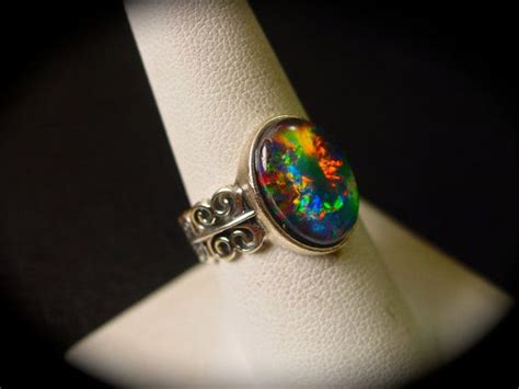 Unbelievable Vivid Fire Opal Ring Natural Opal Ring Sterling Silver