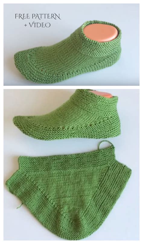 Easy Min One Piece Adult Slippers Free Knitting Pattern Video A A