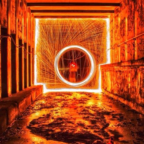 Steel Spinning Pyrotechnic Fire Art In Abandoned Nyc Subway Stations